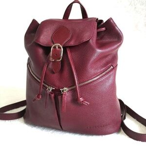 Longchamp burgundy pebbled backpack